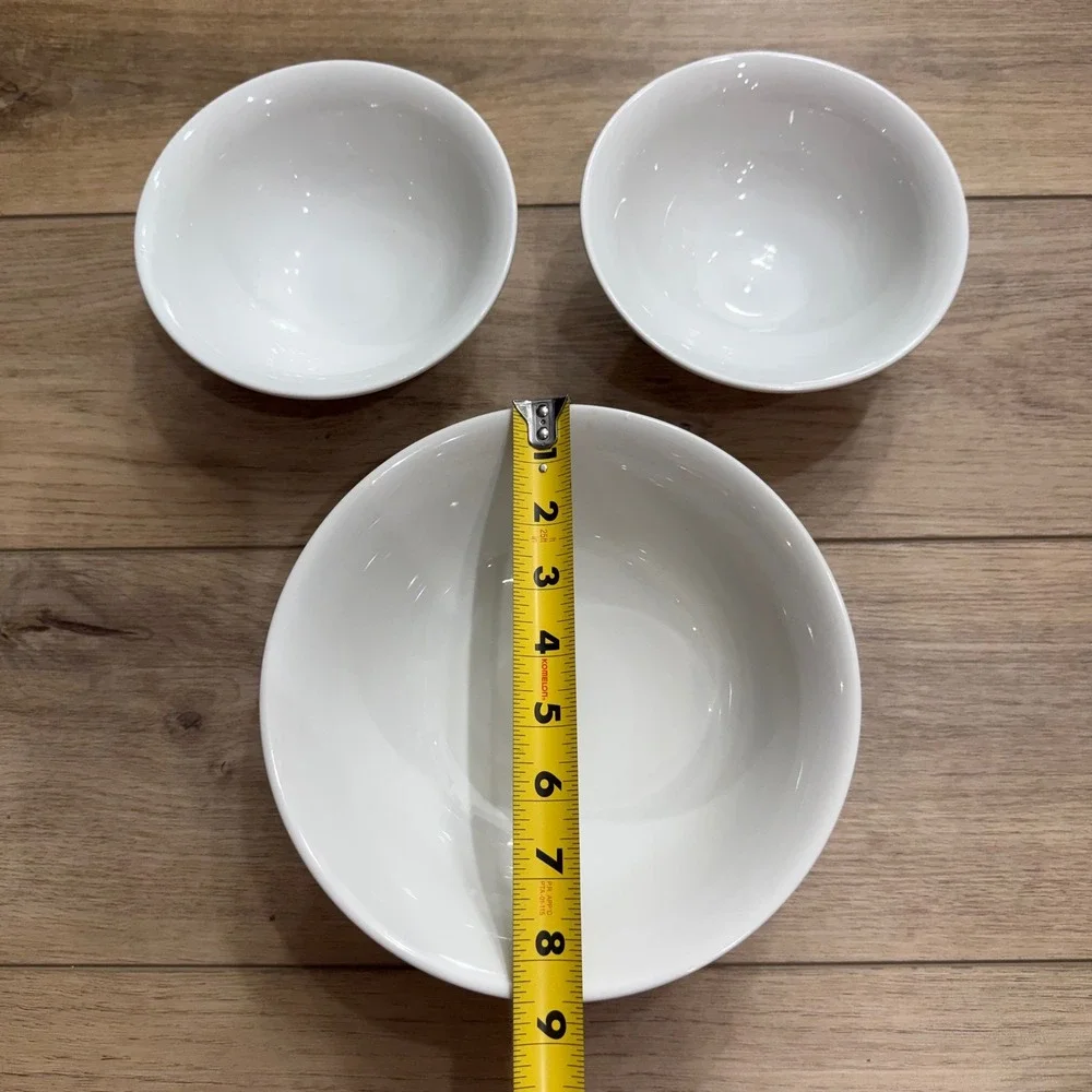Vintage Pillivuyt France White Porcelain Footed Bowls Set of 3 French Bistro